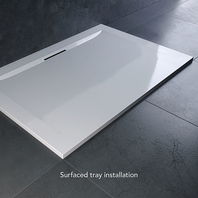 Mira Flight Level Safe Anti-Slip White Square Shower Tray  In Bathroom Large Image