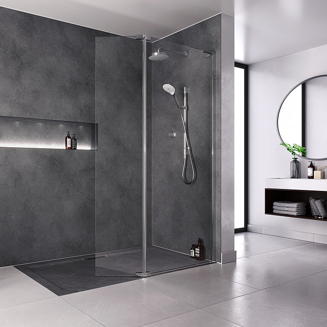 Mira Flight Level Slate Effect Rectangular Shower Tray  additional Large Image