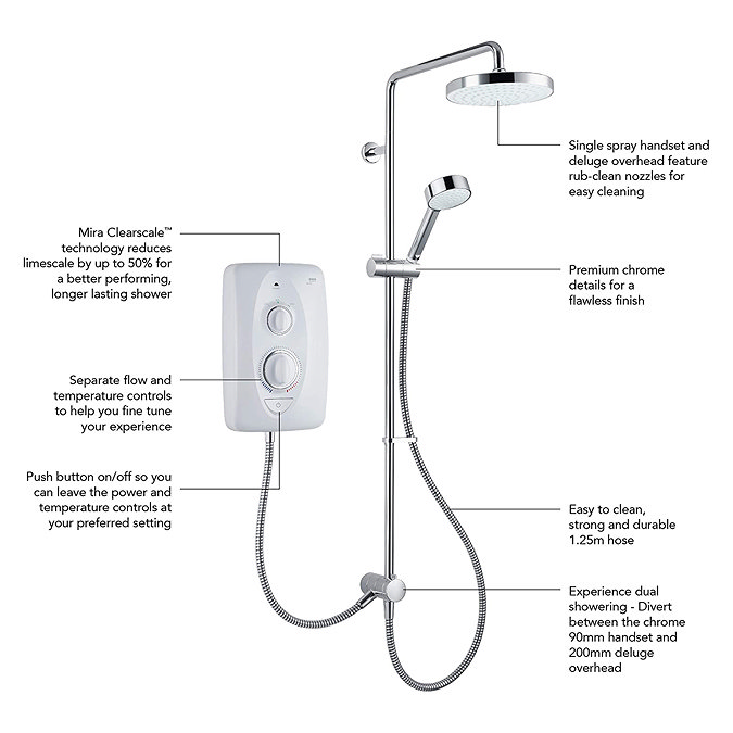 Mira Jump Dual 10.8 KW Electric Shower - White - 1.1788.576  additional Large Image