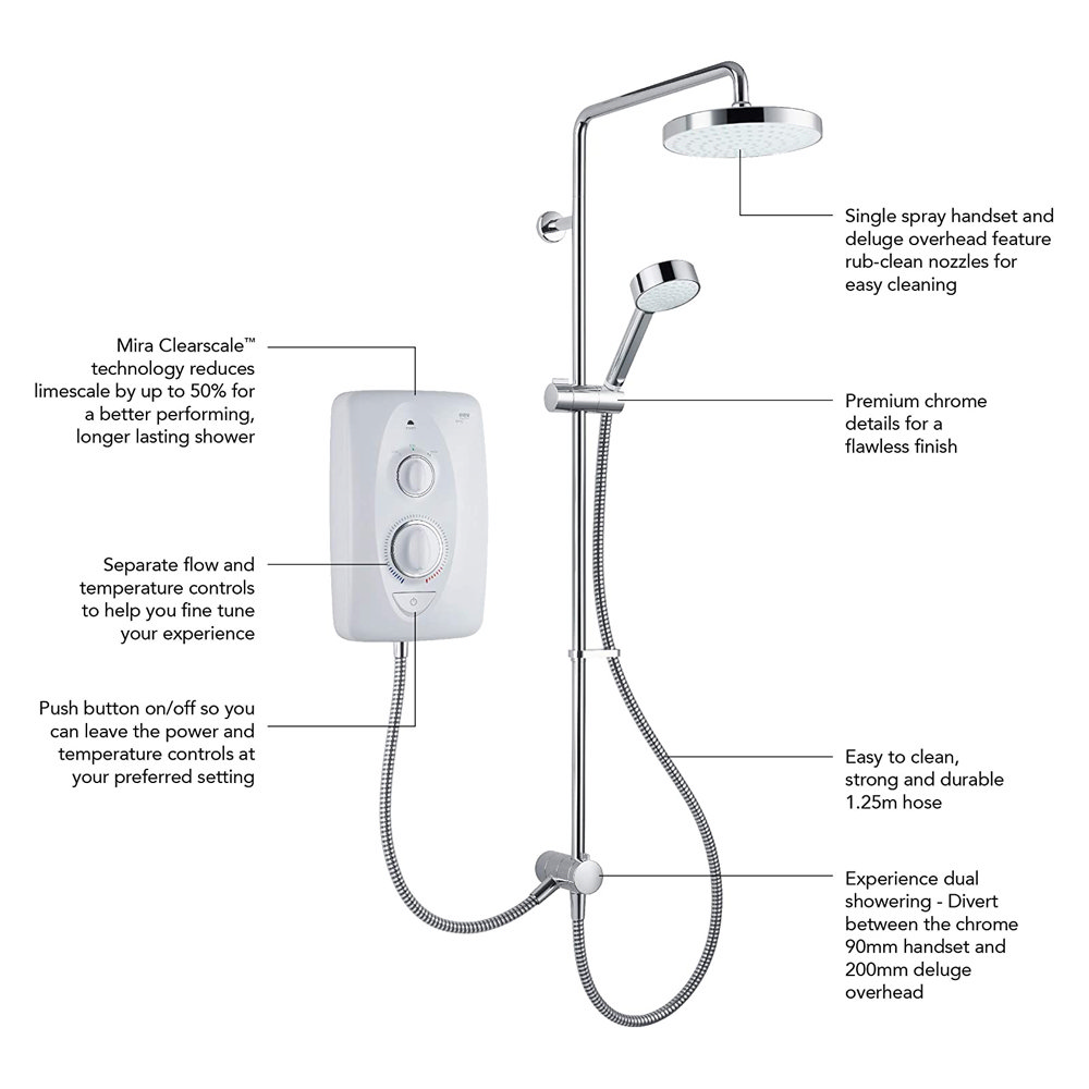 Mira Jump Dual 9.5 KW Electric Shower - White - 1.1788.578  additional Large Image