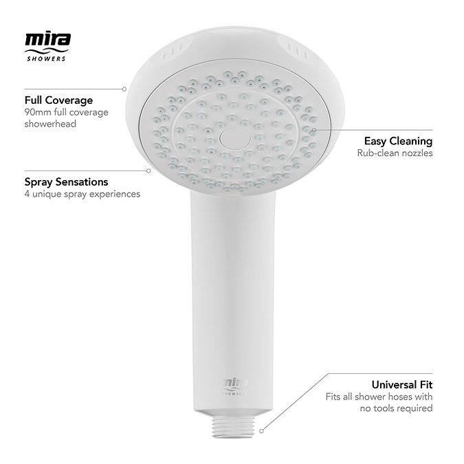 Mira Logic Four Spray Showerhead - White - 2.1605.177  Feature Large Image