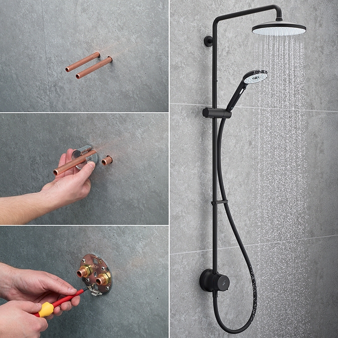 Mira Minimal Dual Outlet Thermostatic Shower Pack - Black