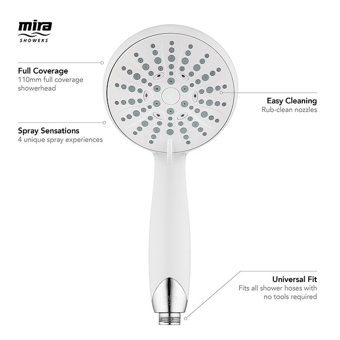 Mira Nectar 110mm Four Spray Showerhead - White - 1.1740.618  Profile Large Image