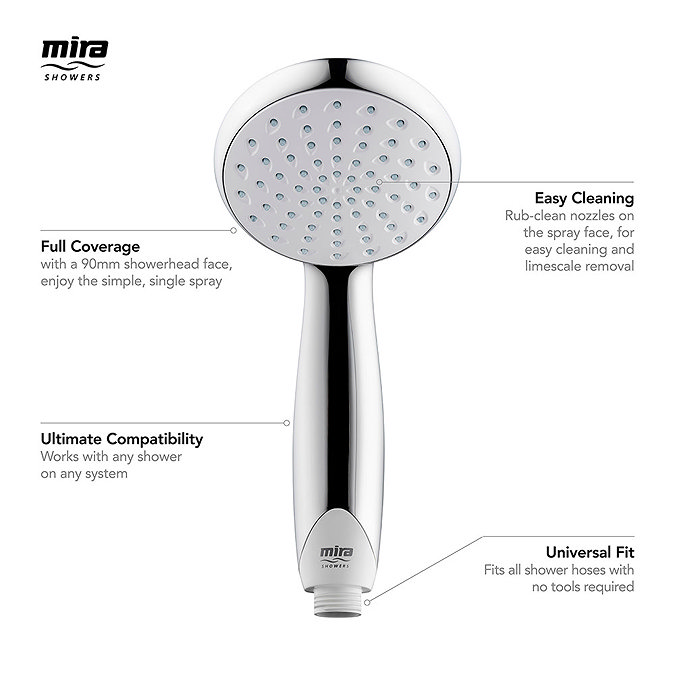 Mira Nectar 90mm Single Spray Showerhead - Chrome - 2.1703.003  Profile Large Image