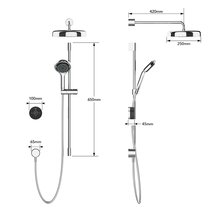 Mira Platinum Dual Outlet Rear Fed Digital Shower - High Pressure