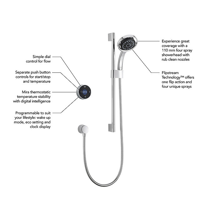 Mira Platinum Rear Fed Digital Shower - High Pressure - 1.1666.200 Newest Large Image