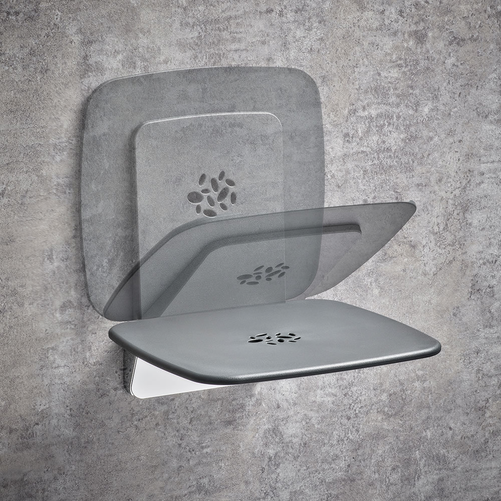 Mira Premium Folding Wall Mounted Shower Seat Grey Chrome