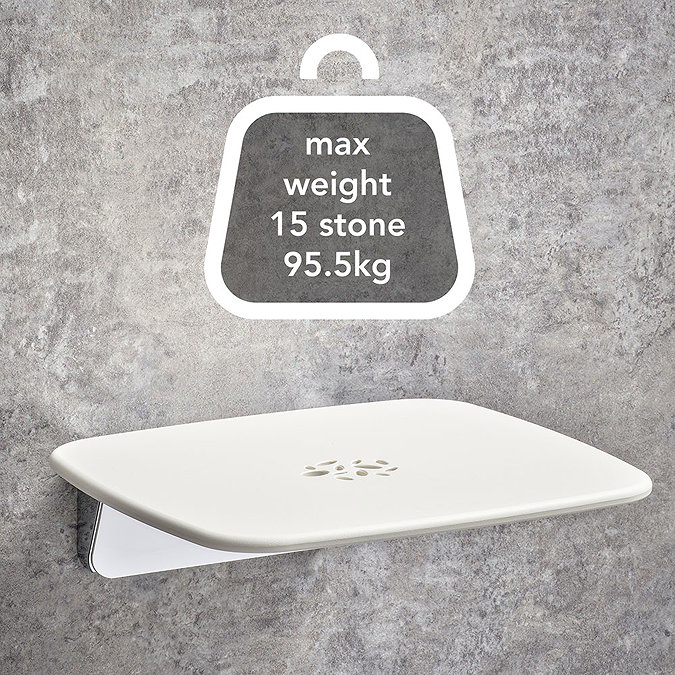 Mira Premium Folding Wall Mounted Shower Seat - White/Chrome - 2.1731.001  In Bathroom Large Image
