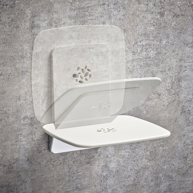 Mira Premium Folding Wall Mounted Shower Seat - White/Chrome - 2.1731.001  Standard Large Image