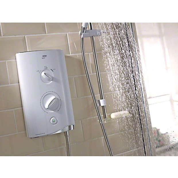 Mira Sport 9.8kw Thermostatic Electric Shower White & Chrome 1.
