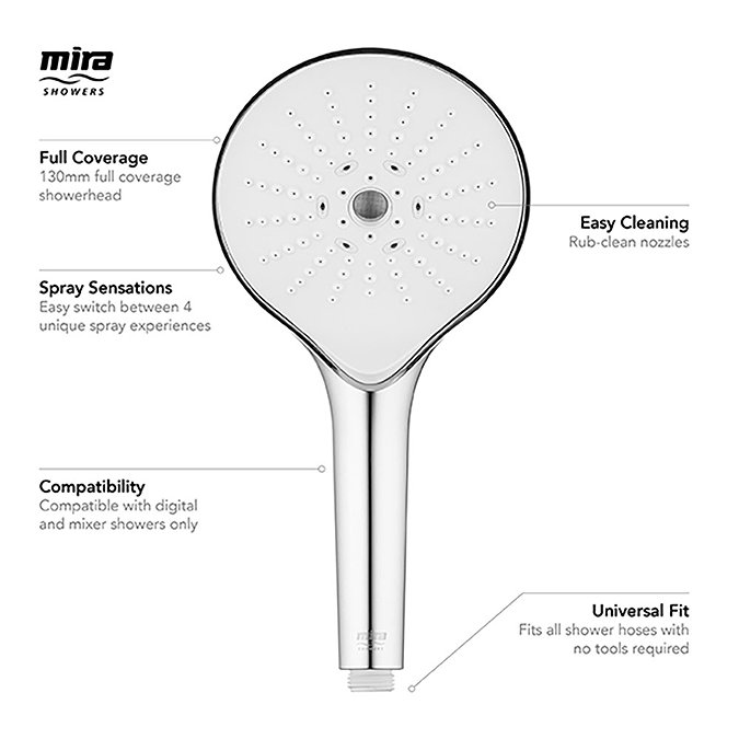 Mira Switch 130mm Four Spray Showerhead - Chrome - 2.1605.261  Profile Large Image