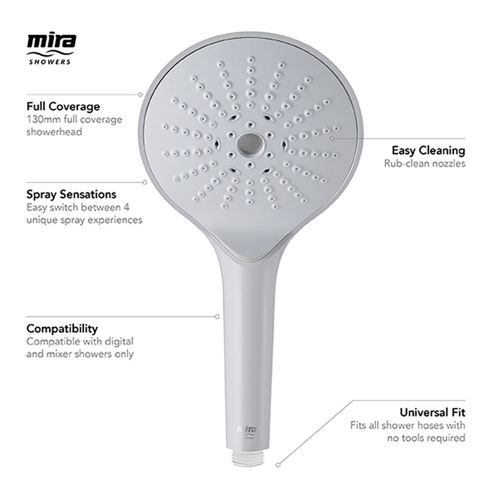 Mira Switch 130mm Four Spray Showerhead - White - 2.1605.262  Newest Large Image