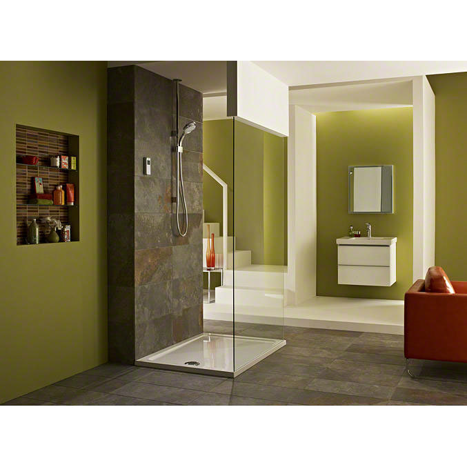 Mira - Vision BIV Ceiling Fed Pumped Digital Thermostatic Shower Mixer - White & Chrome In Bathroom