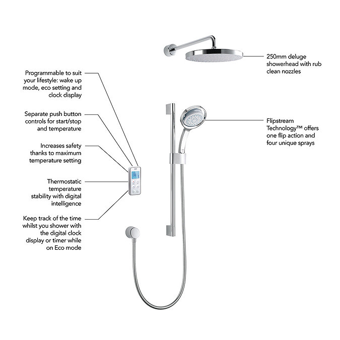 Mira Vision Dual Rear Fed Digital Shower - Pumped - 1.1797.104  additional Large Image
