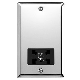 Mirror Chrome Dual Voltage Shaver Socket with Black Insert - XCSSB Large Image