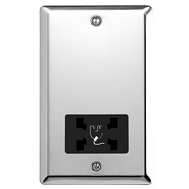 Mirror Chrome Dual Voltage Shaver Socket with Black Insert - XCSSB Large Image