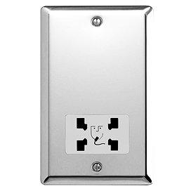 Mirror Chrome Dual Voltage Shaver Socket with White Insert - XCSSW Large Image