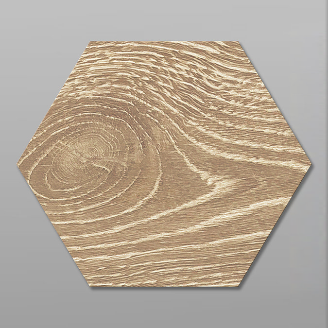 Missouri Hexagon Beige Wood Effect Tiles - 200 x 240mm