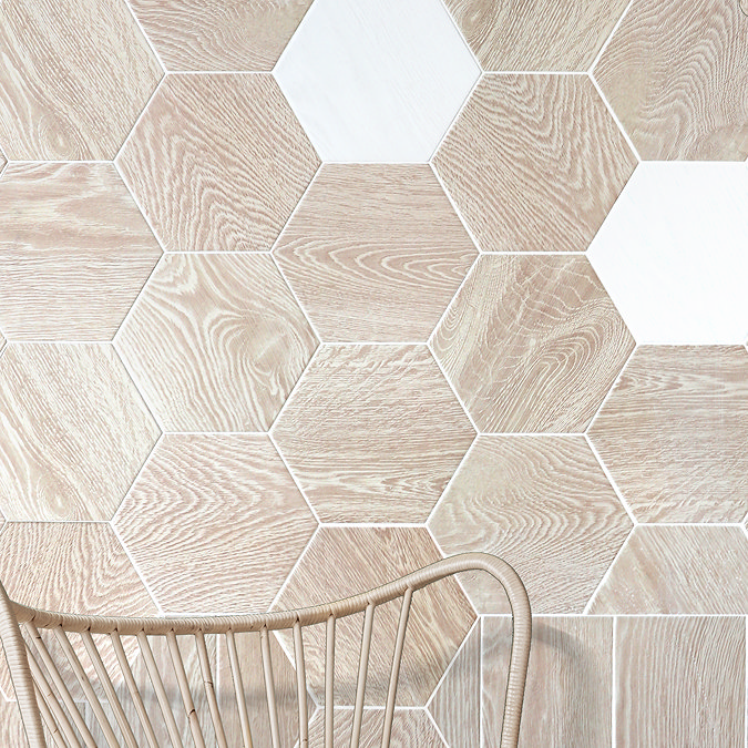 Missouri Hexagon Beige Wood Effect Tiles - 200 x 240mm