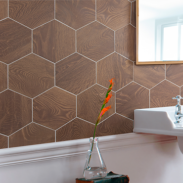 Missouri Hexagon Dark Oak Wood Effect Tiles - 200 x 240mm