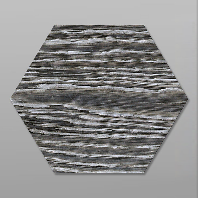 Missouri Hexagon Graphite Oak Wood Effect Tiles - 200 x 240mm