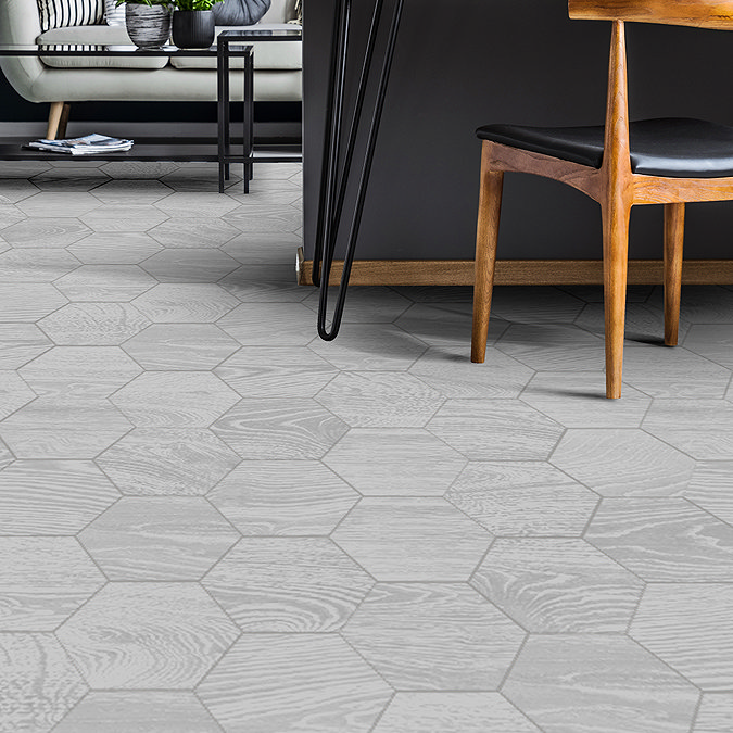 Missouri Hexagon Grey Oak Wood Effect Tiles - 200 x 240mm