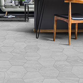 Missouri Hexagon Grey Oak Wood Effect Tiles - 200 x 240mm