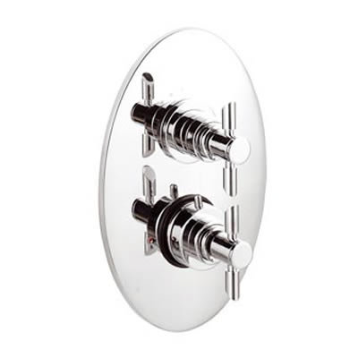 Mitre Twin Shower Valve with Built-in Diverter Oval Plate Large Image