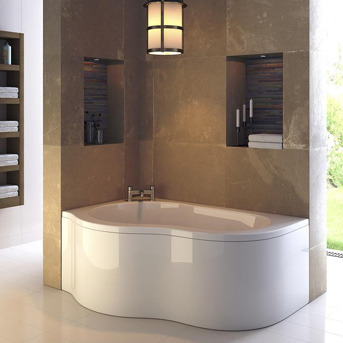 Moda Corner Shower Bath & Panel - 1500 x 850mm Large Image
