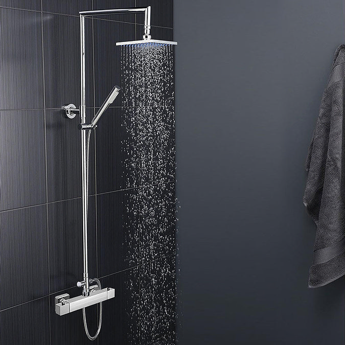 Moda Square Thermostatic Shower with Tiamo Rigid Riser Kit Large Image
