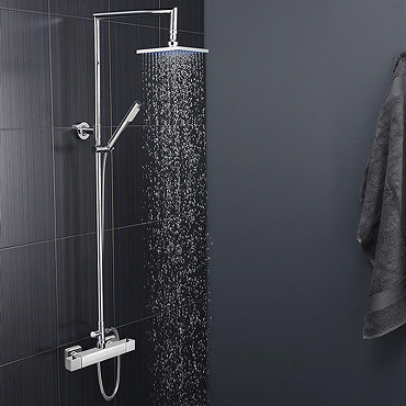 Moda Square Thermostatic Shower with Tiamo Rigid Riser Kit  Profile Large Image