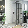 Mode 900 x 1950mm Matt Black Framed Wet Room Glass Panel