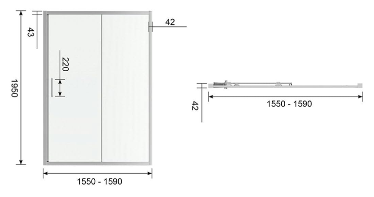 Mode Adler 1600 x 1950mm Rectangular Framed 8mm Sliding Shower Door Only - Chrome