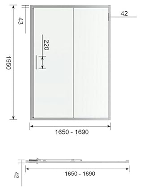 Mode Adler 1700 x 1950mm Rectangular Framed 8mm Sliding Shower Door - Chrome