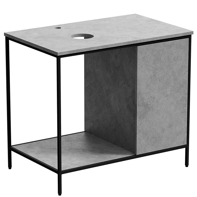 Mode Bergne 812mm Concrete Grey Washstand & Gloss White Slim Basin Set