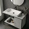Mode Bergne 812mm Concrete Grey Washstand & Gloss White Slim Basin Set
