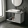 Mode Bergne 812mm Concrete Grey Washstand & Gloss White Slim Basin Set