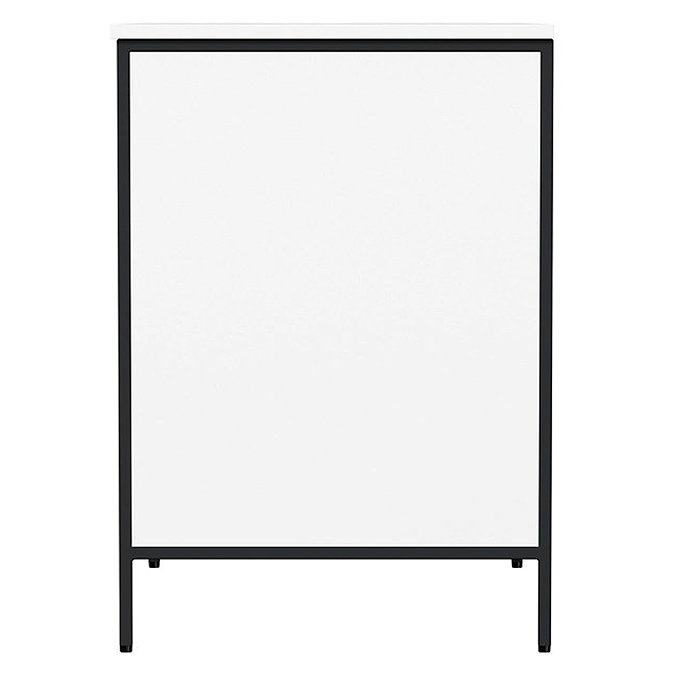 Mode Bergne 812mm White Worktop with Black Steel Framed Washstand + Slim Counter Top Basin