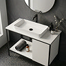 Mode Bergne 812mm White Worktop with Black Steel Framed Washstand + Slim Counter Top Basin