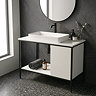 Mode Bergne 812mm White Worktop with Black Steel Framed Washstand + Slim Counter Top Basin