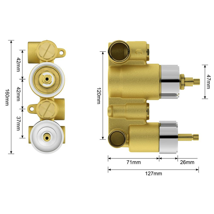 Mode Cooper Square Twin Thermostatic Shower Valve with Diverter