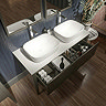 Mode Hale Matt Stone Grey 1200mm Wall Hung Double Vanity Unit with Ceramic Countertop and Basins
