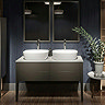 Mode Hale Matt Stone Grey 1200mm Wall Hung Double Vanity Unit with Ceramic Countertop and Basins