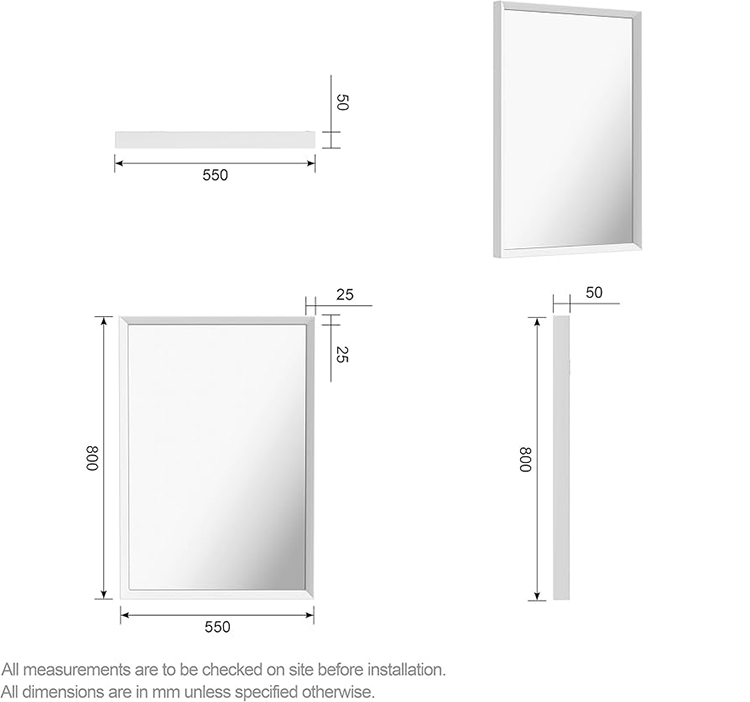 Mode Larsen 800 x 550mm Gloss Grey Bevelled Mirror