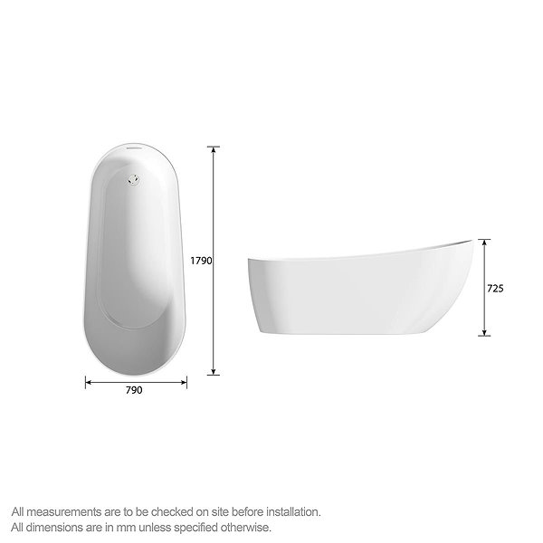 Mode Premium Round Single Ended Freestanding Bath 1790 x 790