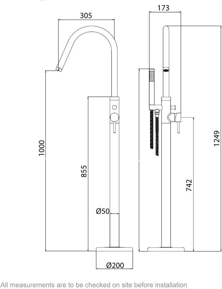 Mode Spencer Freestanding Bath Shower Mixer Tap STP1006