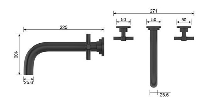 Mode Tate Black Wall Mounted Basin Mixer Tap
