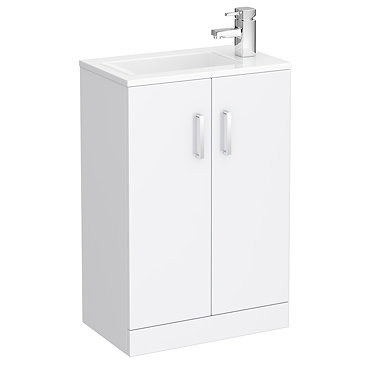 Turin Cloakroom Basin Unit - 550mm Floor Standing with Offset Basin Profile Large Image