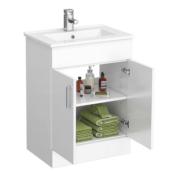 Turin Gloss White Vanity Unit Suite + Single Ended Bath (3 Bath Size Options)  Profile Large Image