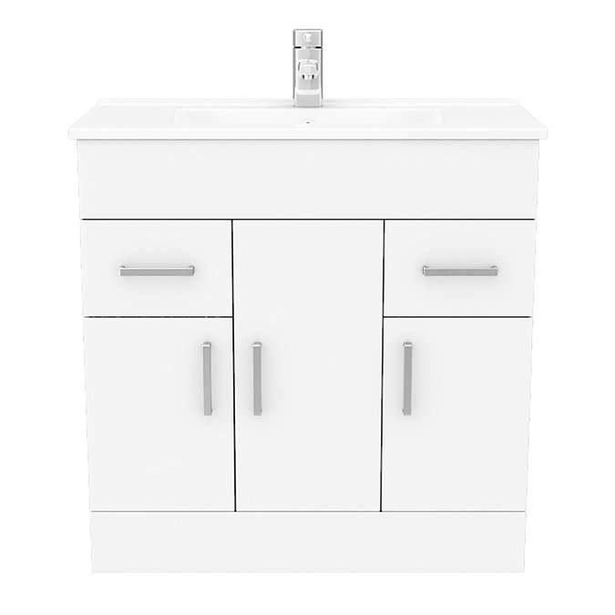 Toreno 1300mm Gloss White Vanity Unit Bathroom Suite - Depth 400/200mm  additional Large Image